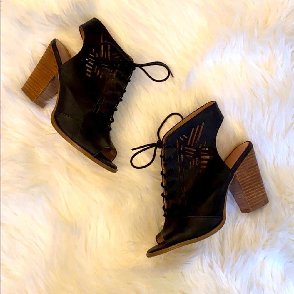 Black Faux Leather Sandals